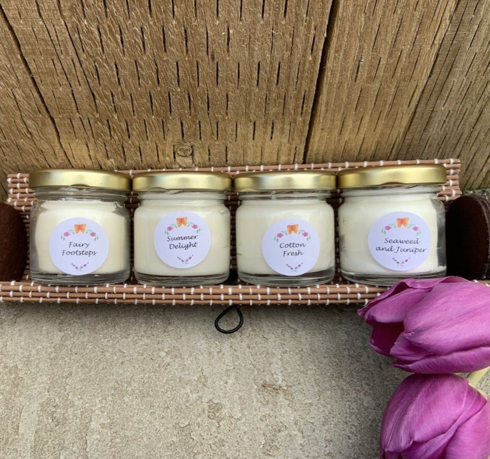 Vegan Soy Wax Small Jar Candles Gift Set in Bamboo Tube - the just because range