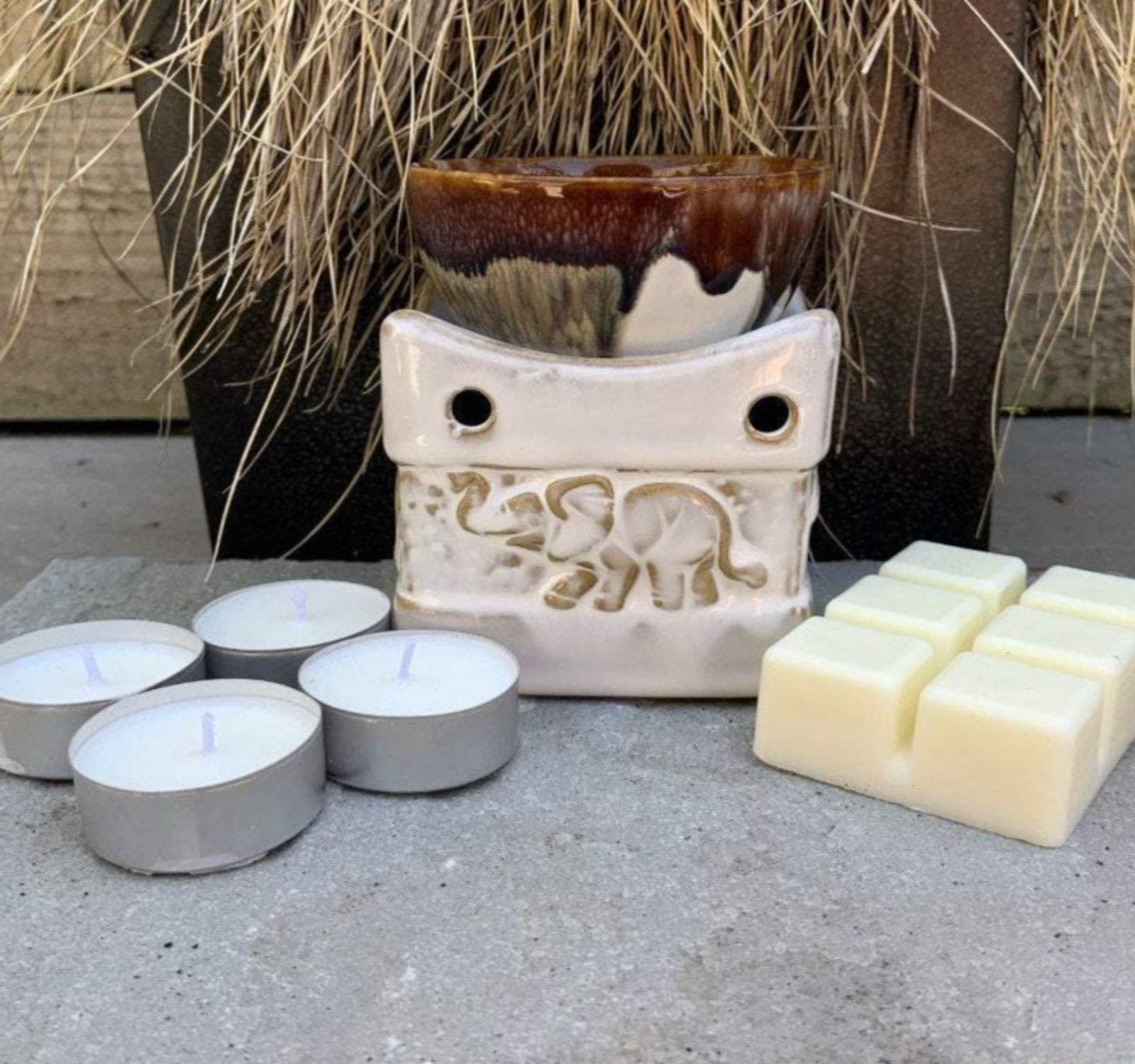 Elephant Burner with Homemade Tea Lights - Front