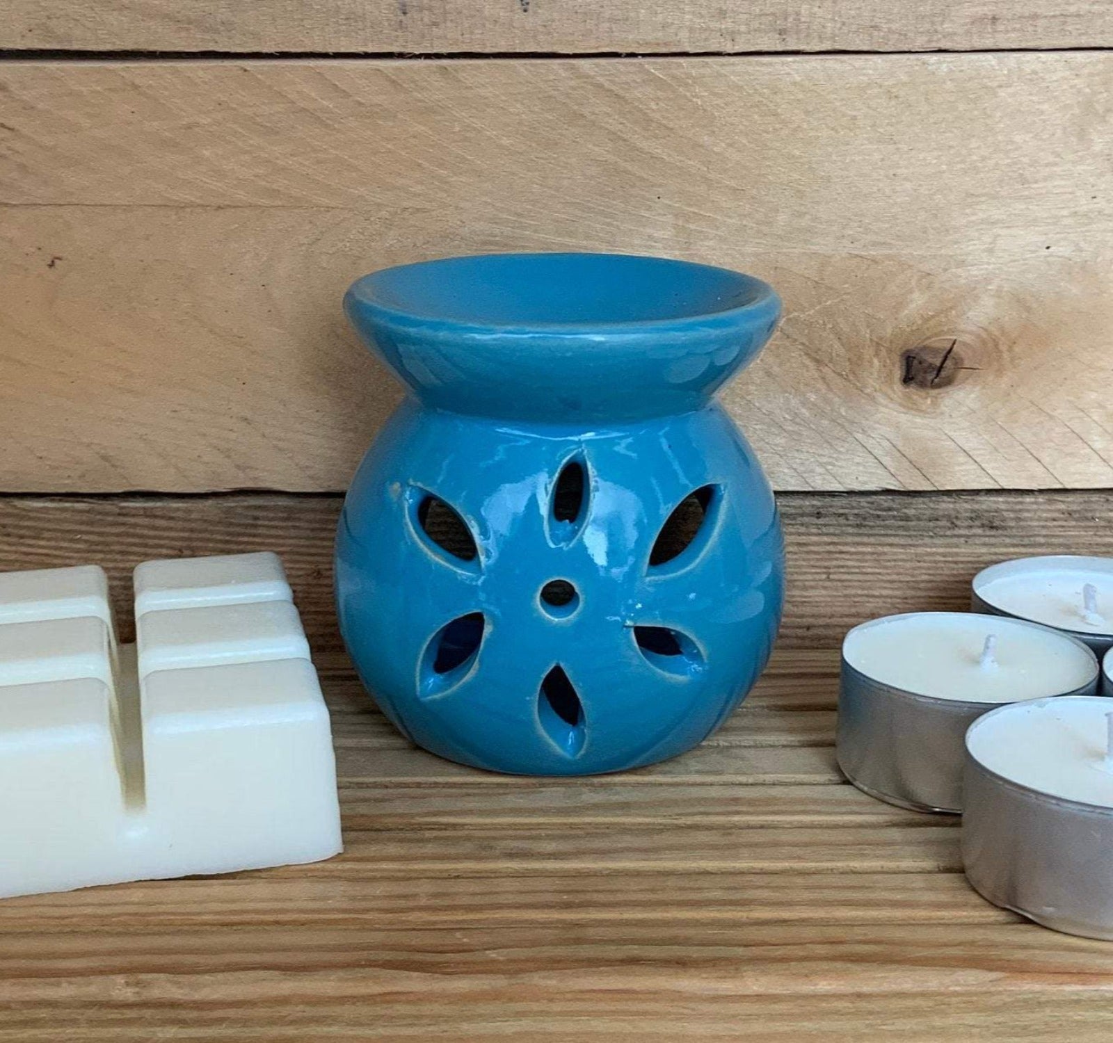 Mini Burner with Homemade Tea Lights - Blue