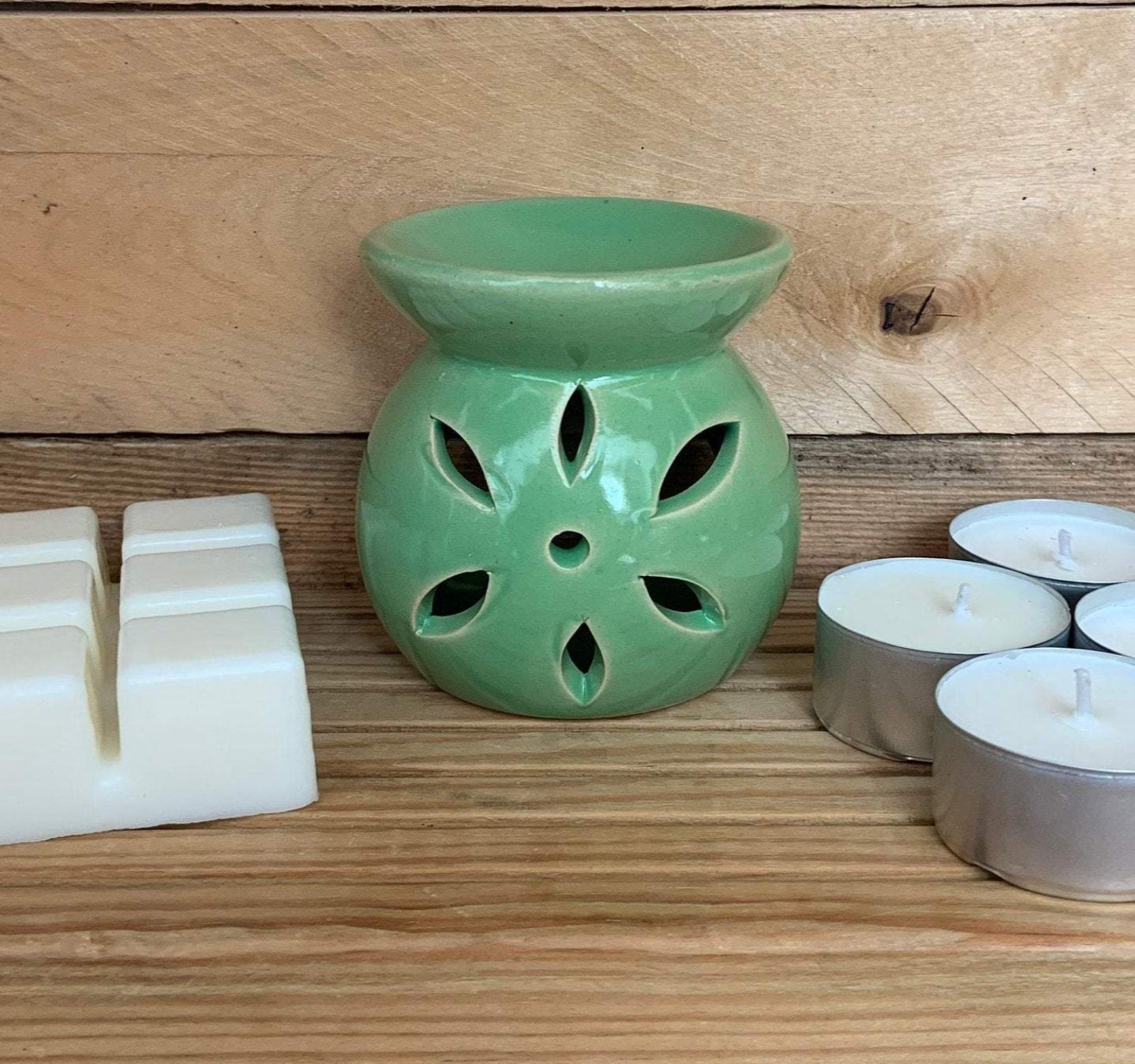 Mini Burner with Homemade Tea Lights - Green