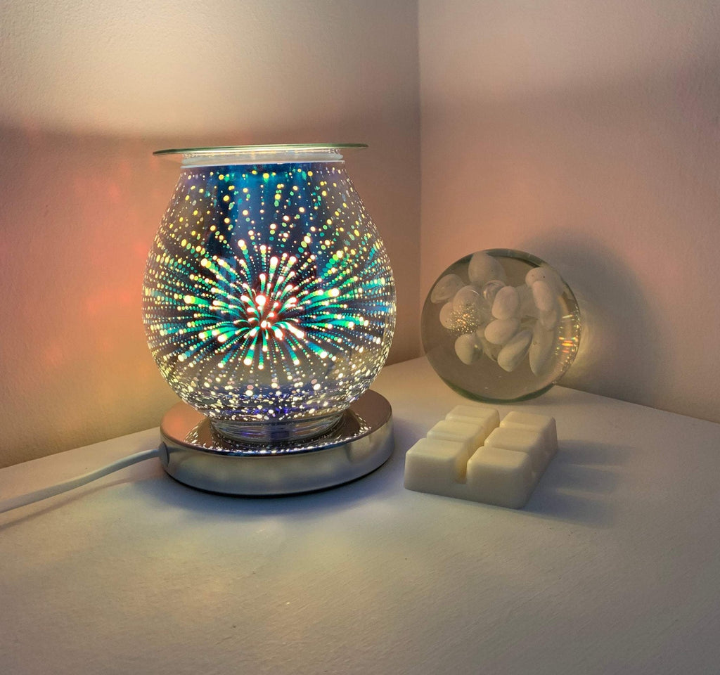 Firework Electric Aroma Lamp with Homemade Vegan Soy Wax Clamshell Wax Melt - side