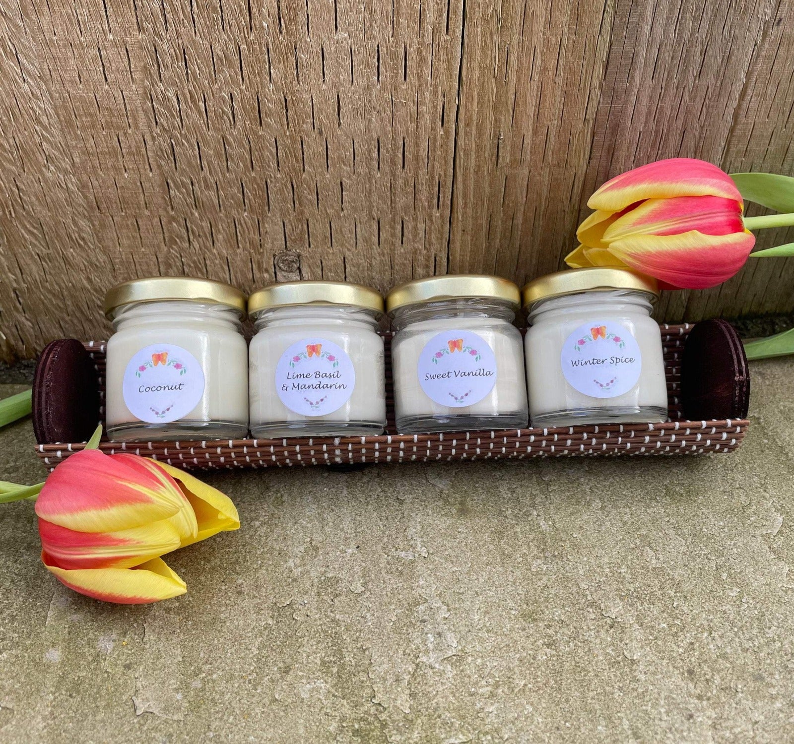 Vegan Soy Wax Small Jar Candles Gift Set in Bamboo Tube - the enjoy! range