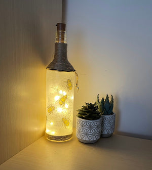 Handmade Decoupage Bottle Light - Bees