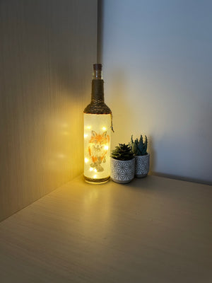 Handmade Decoupage Bottle Light - Fox